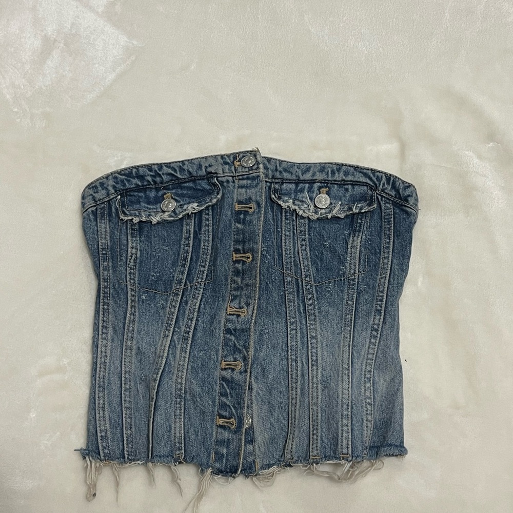 Zara Blue Denim Corset-Style Jeans